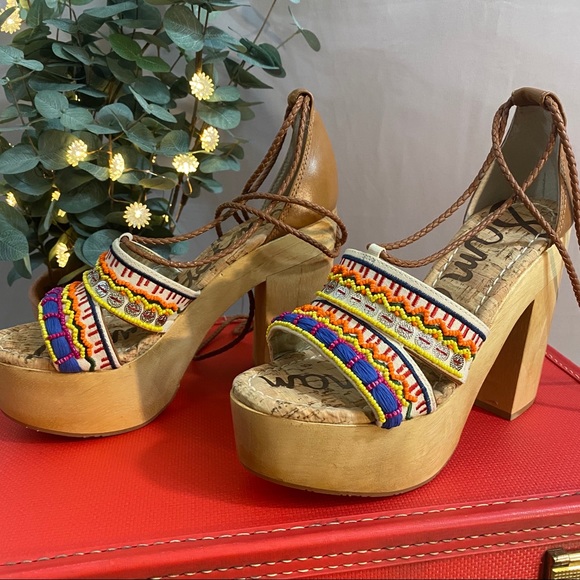 🔥 Sam Edelman Mel Saddle Embroidered Sandals - Picture 6 of 6